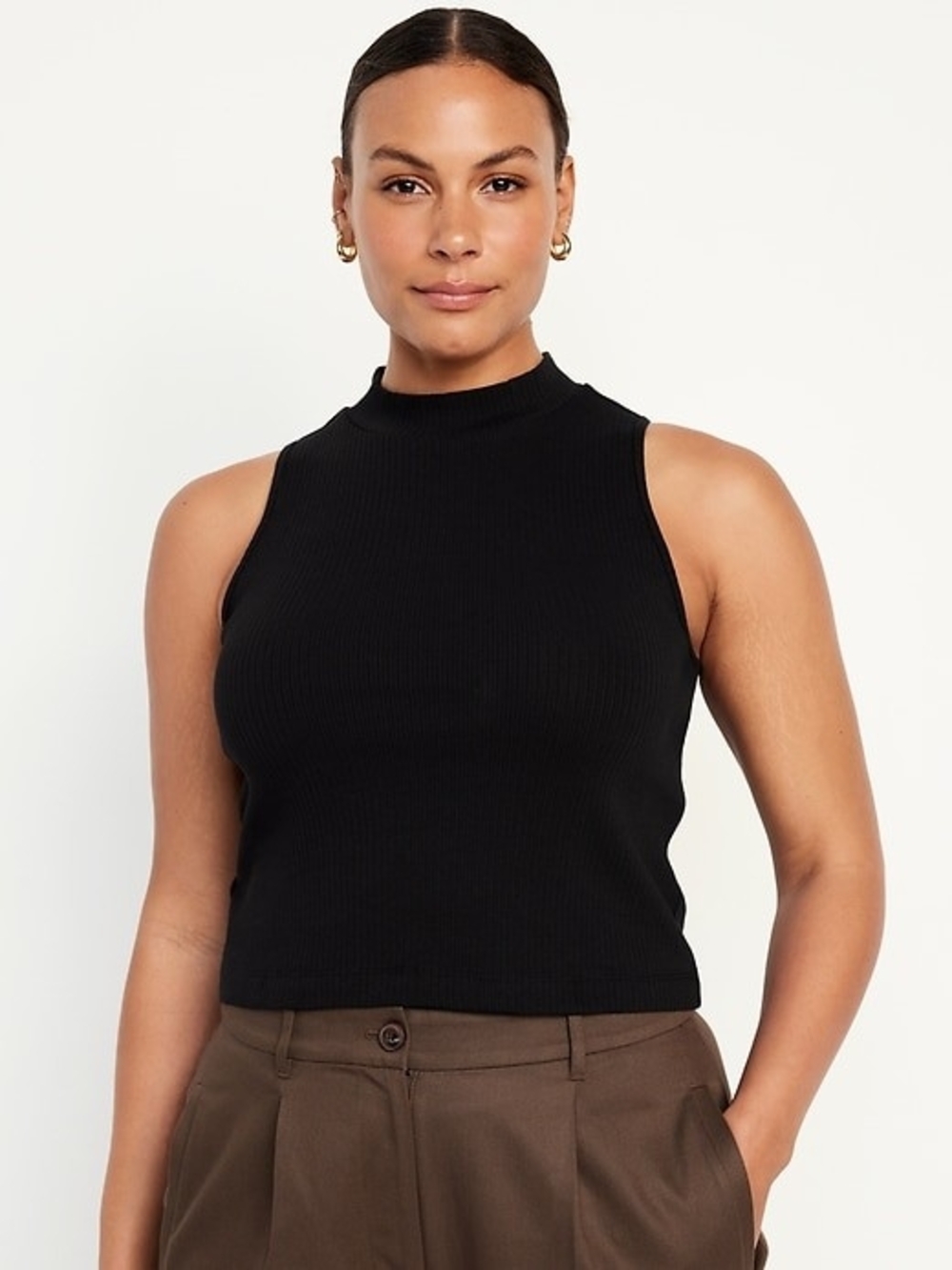 Old Navy Black Ribbed Mock Neck Tank